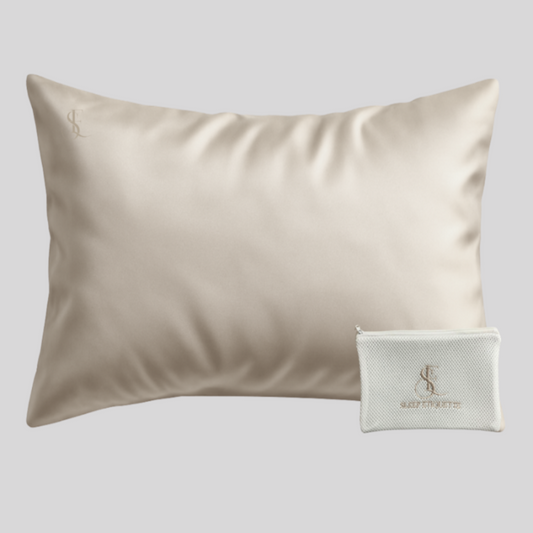 100% Mulberry Silk Pillow Cover- One Size fits All (Beige)