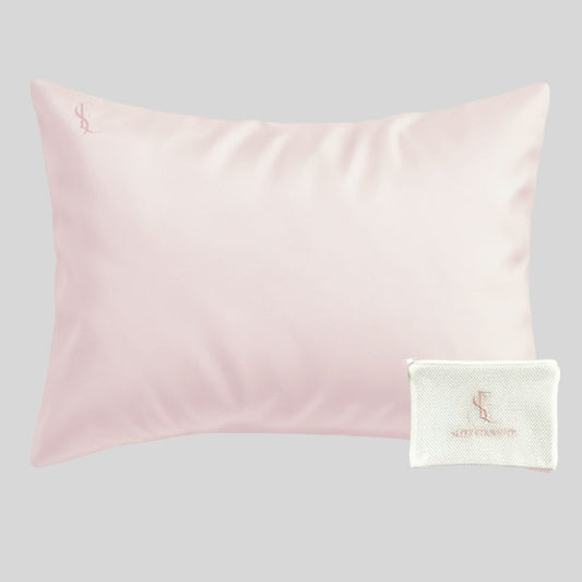 100% Mulberry Silk Travel Pillow Cover (Pink)